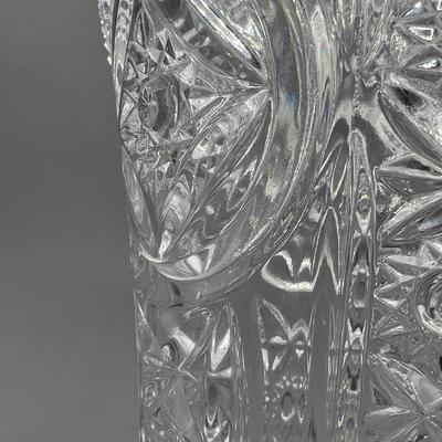 Vintage Geometric Crystal Cut Glass Design MCM Sawtooth Edge Flower Vase