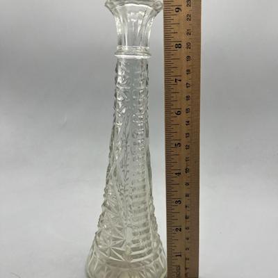 Small Vintage Anchor Hocking Clear Cut Glass Starburst Flower Bud Vase