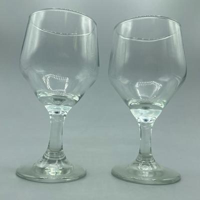 Retro Smooth Clear Glass Stemmed Drinking Glasses