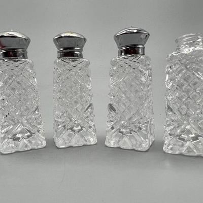 Vintage Leonard No. 924A Glass Silver-Plated Tops Salt & Pepper Shakers