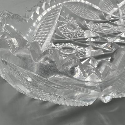 Vintage Oblong Sawtooth Cut Crystal Serving Dish