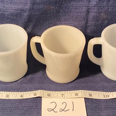 3 Fire King Milk White Coffee Cups