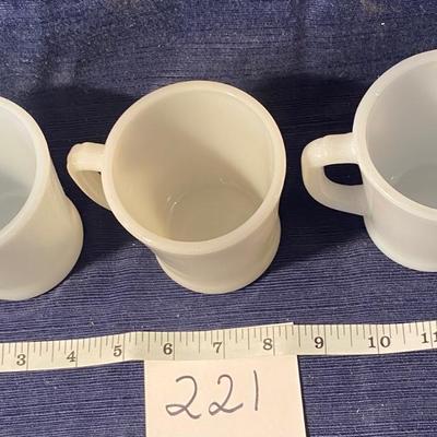 3 Fire King Milk White Coffee Cups