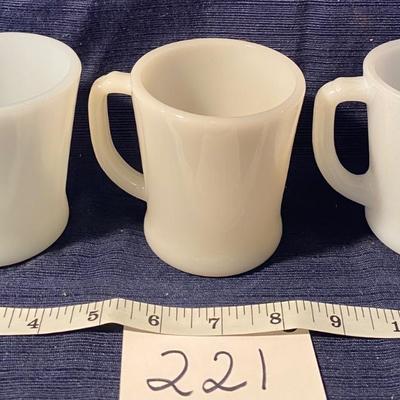 3 Fire King Milk White Coffee Cups