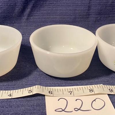 3 Vintage Fire King Custard Bowls