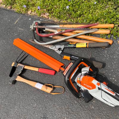 Lot of Various Tools - saws, ax, pruners, STIHL Hedge Trimmer