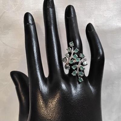 Special Order Emerald Cocktail 925 Ring Size 8