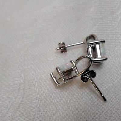 Rare 1950s IPS Opal Earrings Rhodium Over 925