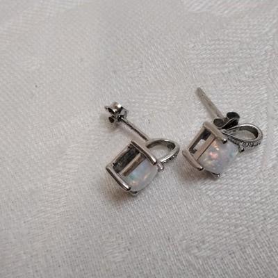 Rare 1950s IPS Opal Earrings Rhodium Over 925