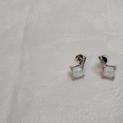 Rare 1950s IPS Opal Earrings Rhodium Over 925