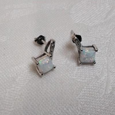 Rare 1950s IPS Opal Earrings Rhodium Over 925