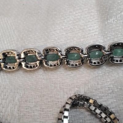 Special Made Emerald and White Sapphire 925 Adjustable Bracelet