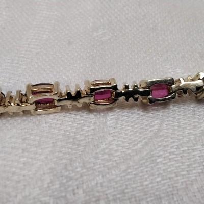 Vintage Ross SImons Ruby and Diamond Gold Vermeil 7.5" Bracelet