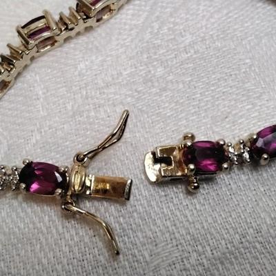 Vintage Ross SImons Ruby and Diamond Gold Vermeil 7.5" Bracelet