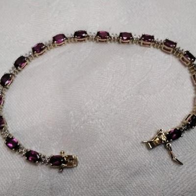 Vintage Ross SImons Ruby and Diamond Gold Vermeil 7.5" Bracelet