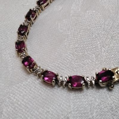 Vintage Ross SImons Ruby and Diamond Gold Vermeil 7.5" Bracelet