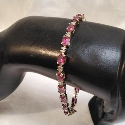 Vintage Ross SImons Ruby and Diamond Gold Vermeil 7.5" Bracelet