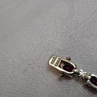 Vintage Ross SImons Ruby and Diamond Gold Vermeil 7.5" Bracelet