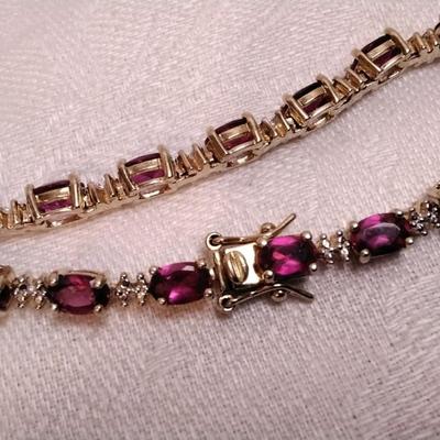 Vintage Ross SImons Ruby and Diamond Gold Vermeil 7.5" Bracelet