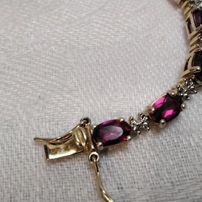 Vintage Ross SImons Ruby and Diamond Gold Vermeil 7.5" Bracelet