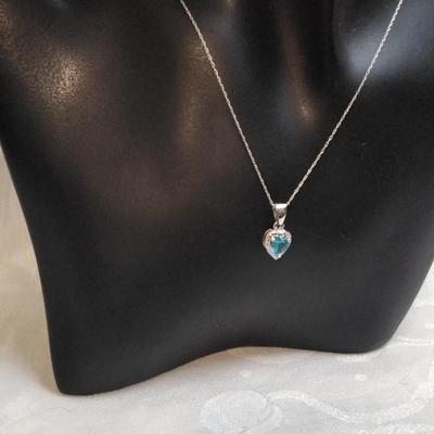 London Blue Topaz Surrounded by White Sapphires 18" 925 Necklace