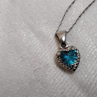 London Blue Topaz Surrounded by White Sapphires 18" 925 Necklace