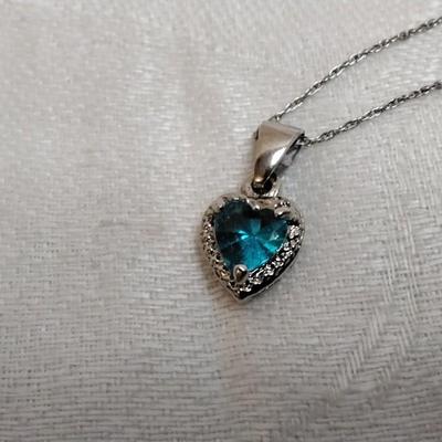 London Blue Topaz Surrounded by White Sapphires 18" 925 Necklace