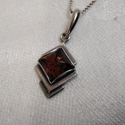 Vintage Baltic Amber 925 16" Necklace