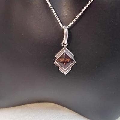 Vintage Baltic Amber 925 16" Necklace