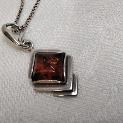 Vintage Baltic Amber 925 16" Necklace