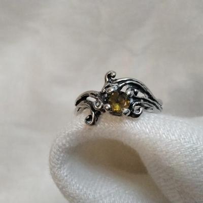 Citrine Scrollwork 925 Ring Size 5.5