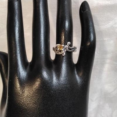 Citrine Scrollwork 925 Ring Size 5.5