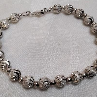 Frosted Artistic 925 Bead 7" Bracelet