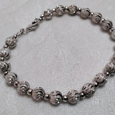 Frosted Artistic 925 Bead 7" Bracelet