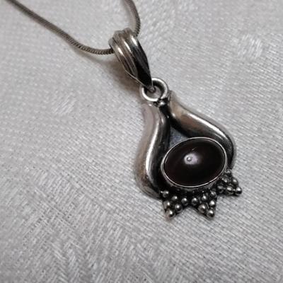 Antique Carnelian 925 16" Necklace