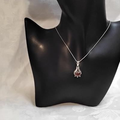 Antique Carnelian 925 16" Necklace