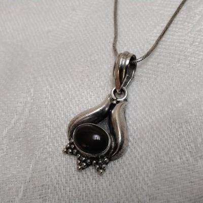 Antique Carnelian 925 16" Necklace