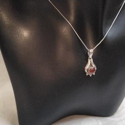 Antique Carnelian 925 16" Necklace