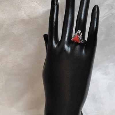 Red Turquoise Handmade One of A Kind 925 Ring Size 8.5