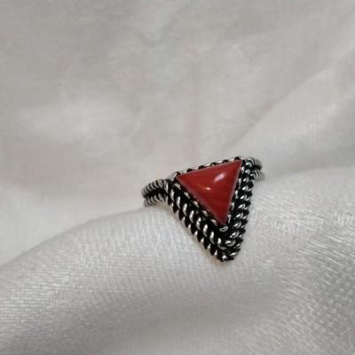 Red Turquoise Handmade One of A Kind 925 Ring Size 8.5