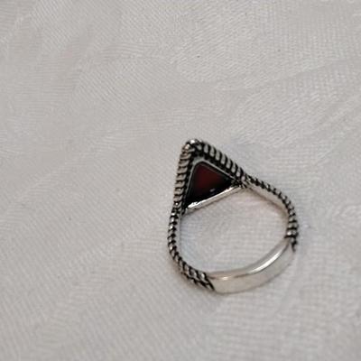 Red Turquoise Handmade One of A Kind 925 Ring Size 8.5