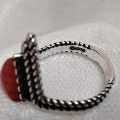 Red Turquoise Handmade One of A Kind 925 Ring Size 8.5