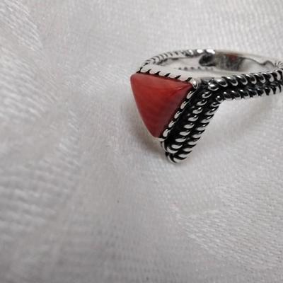 Red Turquoise Handmade One of A Kind 925 Ring Size 8.5