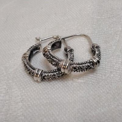 Vintage Marcasite 925 Hoop Earrings