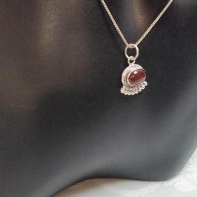 Antique Carnelian 18" 925 Necklace