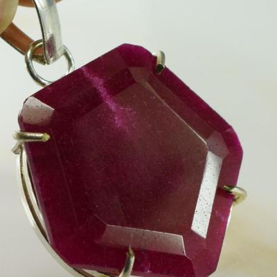 Vintage Natural Mined 77.30 Carat Certified Large Ruby Gemstone Pendant With 925 Sterling Silver