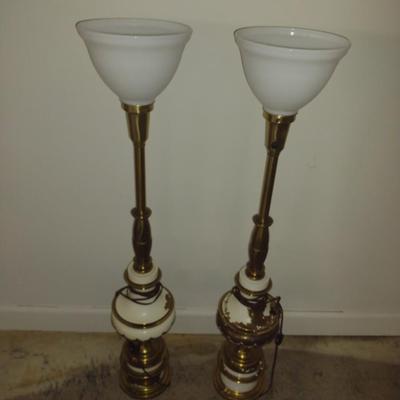 Pair of Stiffel Lamps with Glass Shades