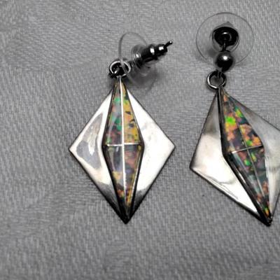 Vintage Opal 925 Post Earrings