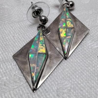 Vintage Opal 925 Post Earrings