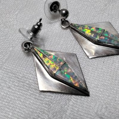 Vintage Opal 925 Post Earrings